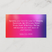 DJ-Gewohnheits-Visitenkarte Visitenkarte (Rückseite)