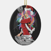 DJ GIRL MIT RAINBOW HAAR IN SANTA ANZUG KERAMIK ORNAMENT (Rechts)
