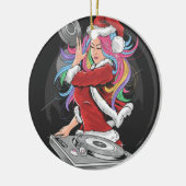 DJ GIRL MIT RAINBOW HAAR IN SANTA ANZUG KERAMIK ORNAMENT (Links)