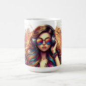 Dj Girl Vibrant Illustration Kaffeetasse (Mittel)