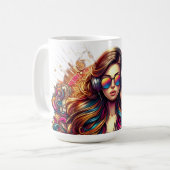 Dj Girl Vibrant Illustration Kaffeetasse (Vorderseite Links)
