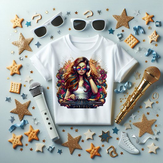 Dj Girl Vibrant Illustration T-Shirt