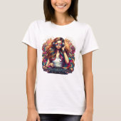 Dj Girl Vibrant Illustration T-Shirt (Vorderseite)