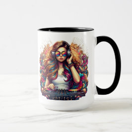 Dj Girl Vibrant Illustration Tasse