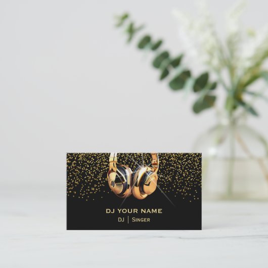 DJ Gold Business Card Visitenkarte (Stehend Vorderseite)
