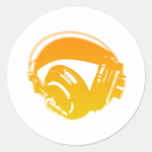 DJ Headphones - Music Disk Jockey DJing Loud Runder Aufkleber