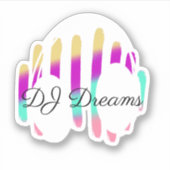 DJ Headphones Sound Waves Music Individuelle Name Aufkleber (Vorderseite)