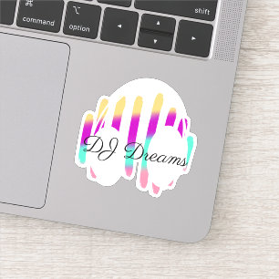 DJ Headphones Sound Waves Music Individuelle Name Aufkleber