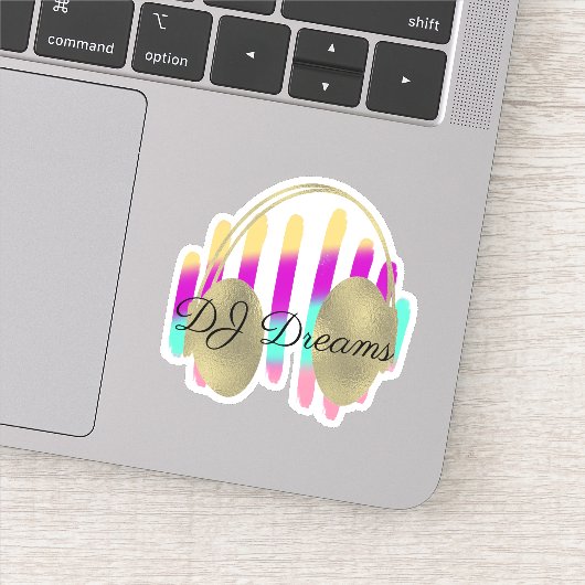 DJ Headphones Sound Waves Musik Aufkleber (Detail)