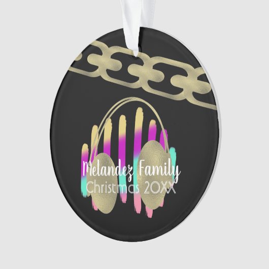 DJ Hip Hop Retro Kopfhörer Neon Foil Chain Ornament (Vorderseite)