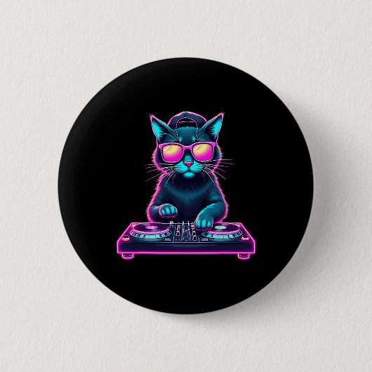 Dj House Cat Rainbow Dj Cat Kitty Button (Vorderseite)