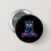 Dj House Cat Rainbow Dj Cat Kitty Button (Vorne & Hinten)