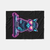 Dj House Cat Rainbow Dj Cat Kitty Fleecedecke (Vorderseite (Horizontal))