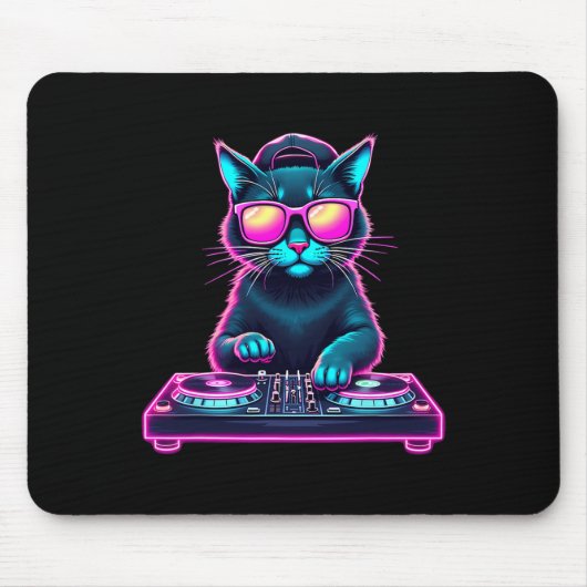 Dj House Cat Rainbow Dj Cat Kitty Mousepad (Vorne)
