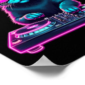 Dj House Cat Rainbow Dj Cat Kitty Poster (Ecke)