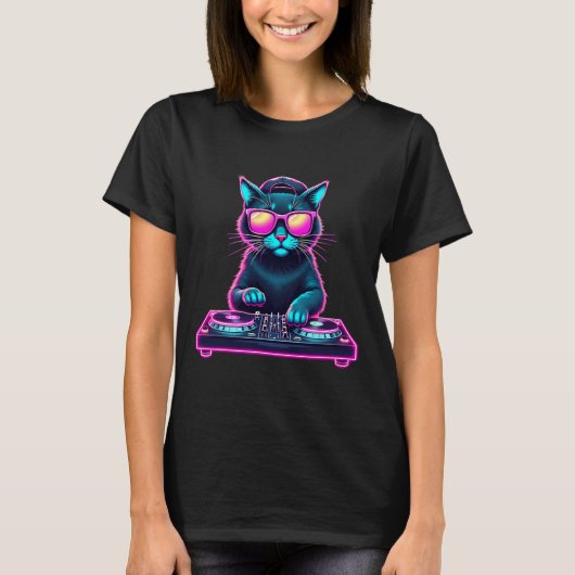 Dj House Cat Rainbow Dj Cat Kitty T-Shirt (Vorderseite)