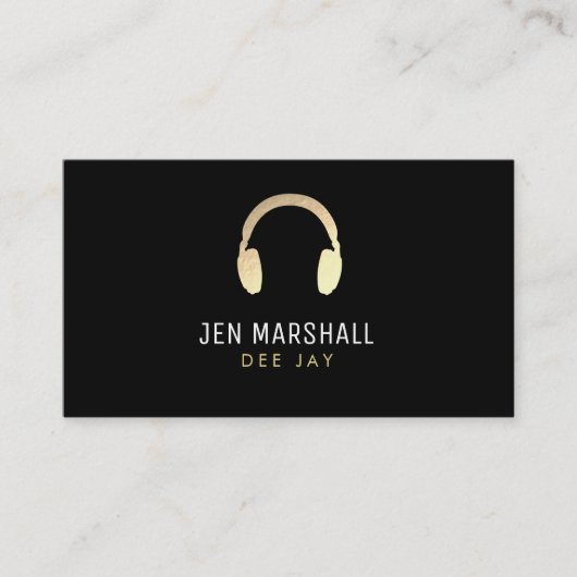 DJ Imitate Kopfhörer aus Goldfolie Visitenkarte (Vorderseite)