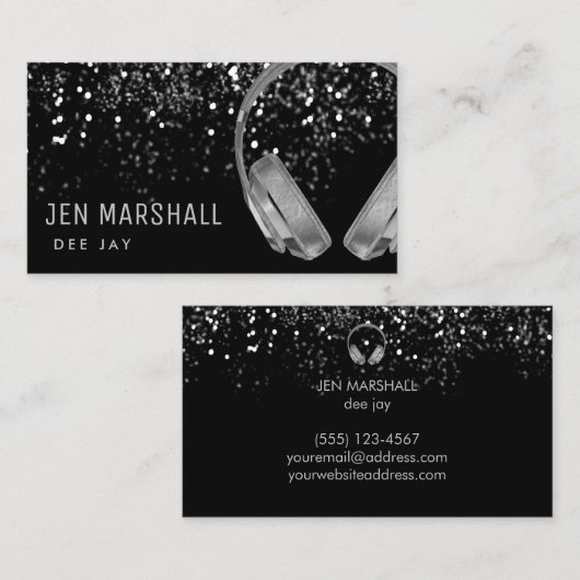 DJ Imitats Silver-Silver-Musik-Kopfhörer Visitenkarte (Vorne/Hinten)