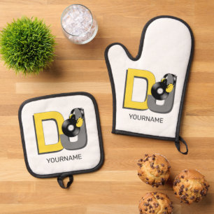 DJ individuelle Name Ofenhandschuh & Topflappen-Set