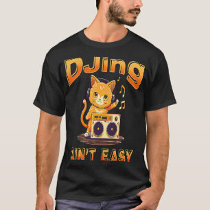 DJ-Katze legt Hip-Pop-Musik auf Kitty-Techno-Kopfh T-Shirt