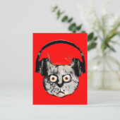 DJ-Katze mit Kopfhörer Postkarte (Stehend Vorderseite)