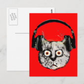 DJ-Katze mit Kopfhörer Postkarte (Vorne/Hinten)