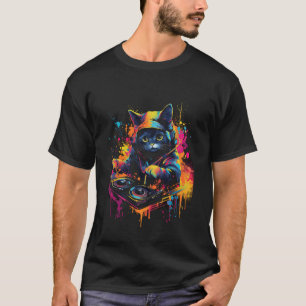 DJ-Katze mit Kopfhörer und Sonnenbrille Disco-Katz T-Shirt