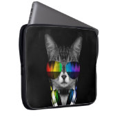 DJ-Katze mit Sonnenbrille und Kopfhörer Laptopschutzhülle (Vorne Rechts)