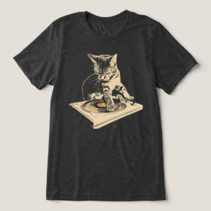 DJ-Katze-Plattenspieler-Vinyl-Schallplatte Tri-Blend Shirt