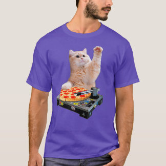 DJ-Katze-Shirt Katze DJ Pizza EDM Musik Süß Weiß T-Shirt