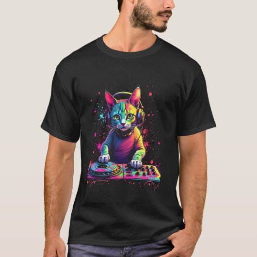 Dj Katze T-Shirt (Vorderseite)