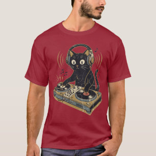 DJ-Katze Turntable-Musik Vintage T-Shirt