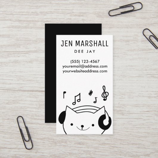 DJ-Katze Visitenkarte (Vorderseite/Rückseite Beispiel)