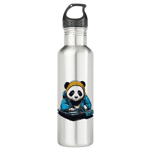 DJ Kawaii Panda Edelstahlflasche (Vorderseite)