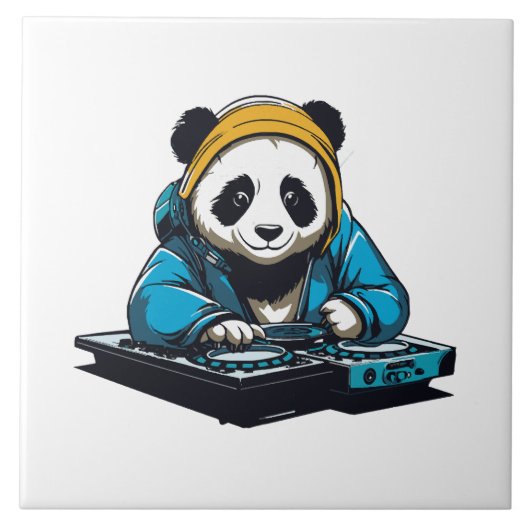 DJ Kawaii Panda Fliese (Vorderseite)