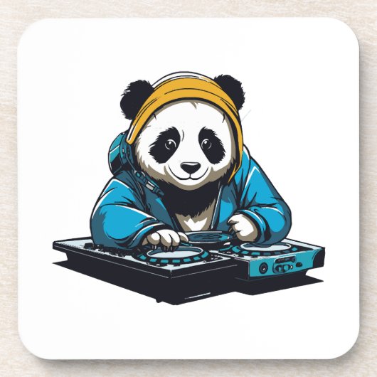 DJ Kawaii Panda Getränkeuntersetzer (Vorderseite)