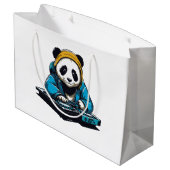 DJ Kawaii Panda Große Geschenktüte (Rückseite Schrägansicht)