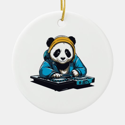 DJ Kawaii Panda Keramik Ornament (Vorne)
