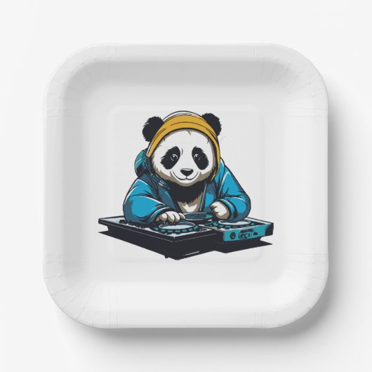 DJ Kawaii Panda Pappteller (Vorderseite)