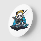 DJ Kawaii Panda Runde Wanduhr (Winkel)