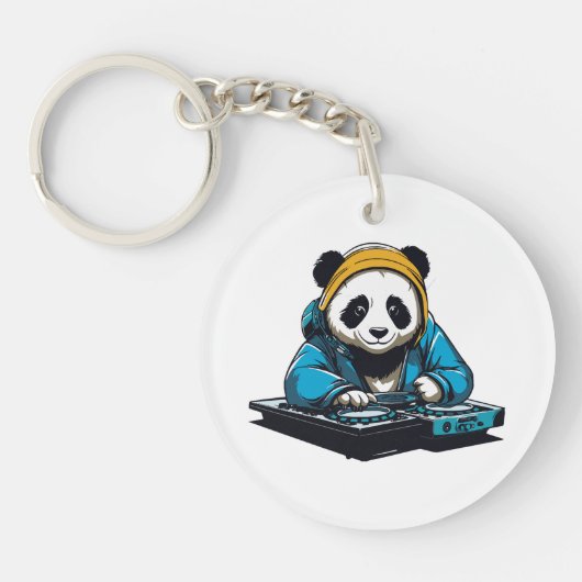 DJ Kawaii Panda Schlüsselanhänger (Vorderseite)