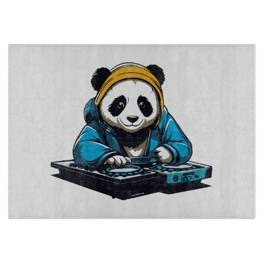 DJ Kawaii Panda Schneidebrett (Vorderseite)