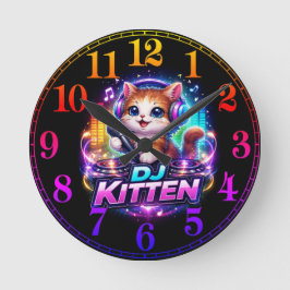 DJ KITTEN 2 RUNDE WANDUHR