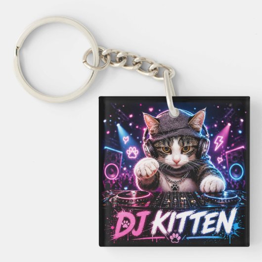 DJ KITTEN DOUBLE SIDED SCHLÜSSELANHÄNGER (Vorderseite)