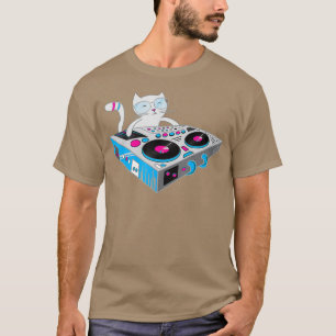 DJ Kitty-Shirt Lustiges Katze-T-Shirt Disco DJ Kit T-Shirt