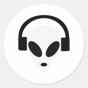 DJ-Kopfhörer-alienbereich 51 Runder Aufkleber