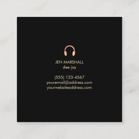 DJ-Kopfhörer auf holografischem Hintergrund für Im Quadratische Visitenkarte (Rückseite)
