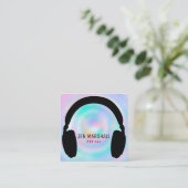 DJ-Kopfhörer auf holografischem Hintergrund für Im Quadratische Visitenkarte (Stehend Vorderseite)