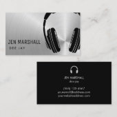 DJ-Kopfhörer auf Imitaten aus Silber Visitenkarte (Vorne/Hinten)