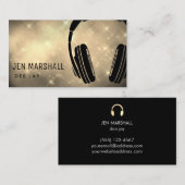 DJ-Kopfhörer auf Imitaten Glitzer Visitenkarte (Vorne/Hinten)